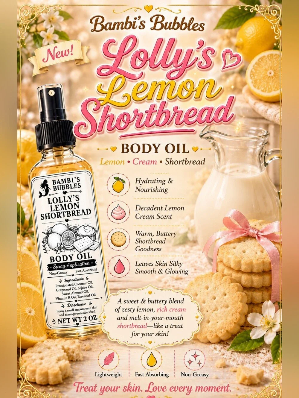 New! Lemonade Collection 2oz Body Oils Assorted Sniffs
